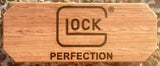 Pistol Display Stand - Laser Engraved Tasmania Oak