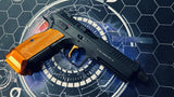 Custom KJ Works CZ Shadow 2 Gel Blaster - Orange Short Grip + Mag Well Flare