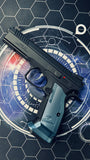 Custom KJ Works CZ Shadow 2 Gel Blaster - Blue Short Grip + Mag Well Flare