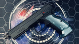 Custom KJ Works CZ Shadow 2 Gel Blaster - Blue Short Grip + Mag Well Flare